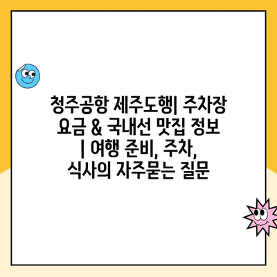 청주공항 제주도행| 주차장 요금 & 국내선 맛집 정보 | 여행 준비, 주차, 식사