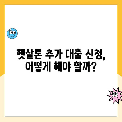 햇살론 신용 점수로 추가 대출 가능할까요? 신청 방법 총정리 | 햇살론, 신용대출, 추가대출, 대출조건