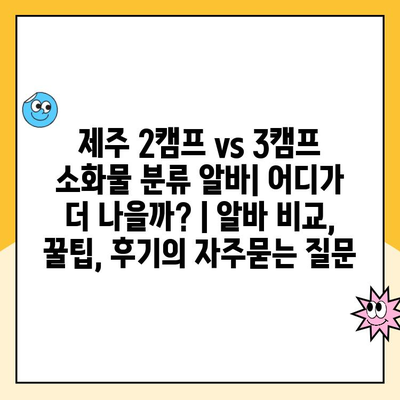 제주 2캠프 vs 3캠프 소화물 분류 알바| 어디가 더 나을까? | 알바 비교, 꿀팁, 후기