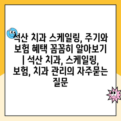 석산 치과 스케일링, 주기와 보험 혜택 꼼꼼히 알아보기 | 석산 치과, 스케일링, 보험, 치과 관리