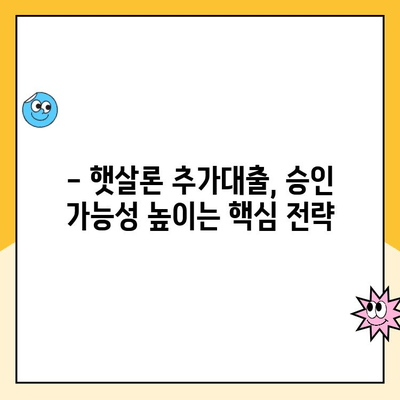 직장인 햇살론 추가대출 승인 확률 높이는 꿀팁 5가지 | 햇살론, 추가대출, 승인 확률, 성공 전략