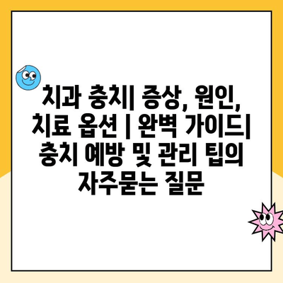 치과 충치| 증상, 원인, 치료 옵션 | 완벽 가이드| 충치 예방 및 관리 팁