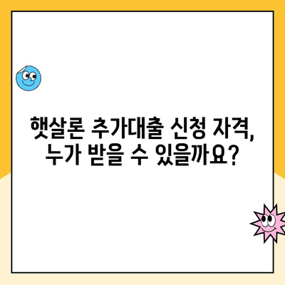 햇살론 추가대출 온라인 자격조건 완벽 정리 | 신청 자격, 필요 서류, 금리, 한도, 주의 사항