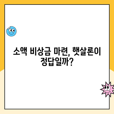 무직자 소액 비상금 마련, 햇살론 주택 담보 대출로 가능할까요? | 햇살론, 주택 담보 대출, 비상금 마련, 무직자 대출