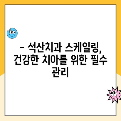 석산치과 스케일링 주기 & 보험 비용 완벽 정리 | 발치 예방 위한 필수 정보