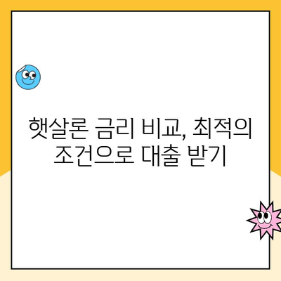 햇살론 대출 금리 비교 & 최적 금리 찾기| 나에게 맞는 조건 알아보기 | 햇살론, 금리 비교, 대출 조건, 신용대출