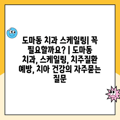 도마동 치과 스케일링| 꼭 필요할까요? | 도마동 치과, 스케일링, 치주질환 예방, 치아 건강