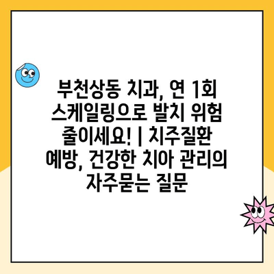 부천상동 치과, 연 1회 스케일링으로 발치 위험 줄이세요! | 치주질환 예방, 건강한 치아 관리