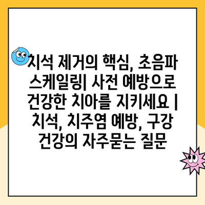 치석 제거의 핵심, 초음파 스케일링| 사전 예방으로 건강한 치아를 지키세요 | 치석, 치주염 예방, 구강 건강