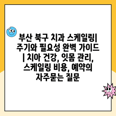 부산 북구 치과 스케일링| 주기와 필요성 완벽 가이드 | 치아 건강, 잇몸 관리, 스케일링 비용, 예약