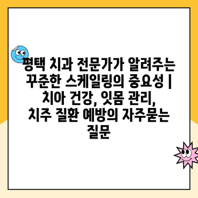 평택 치과 전문가가 알려주는 꾸준한 스케일링의 중요성 | 치아 건강, 잇몸 관리, 치주 질환 예방