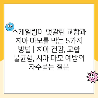 스케일링이 엇갈린 교합과 치아 마모를 막는 5가지 방법 | 치아 건강, 교합 불균형, 치아 마모 예방