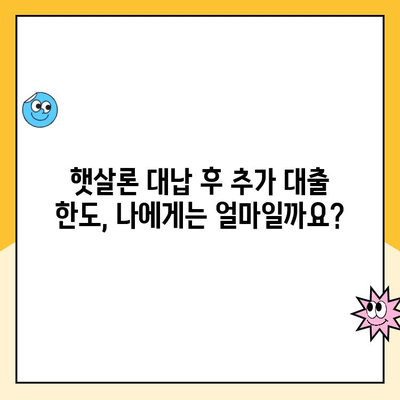 햇살론 대납 후 추가 대출, 한도 얼마까지 가능할까요? | 햇살론 대납, 추가 대출 한도 확인, 대출 가능 여부