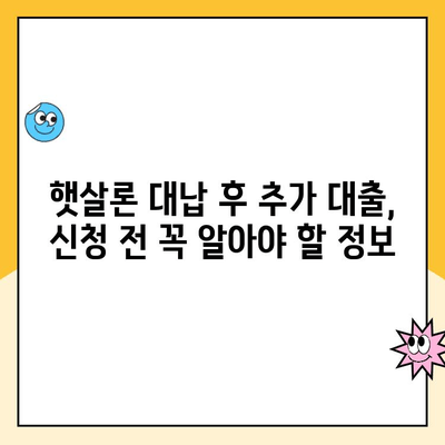 햇살론 대납 후 추가 대출, 한도 얼마까지 가능할까요? | 햇살론 대납, 추가 대출 한도 확인, 대출 가능 여부