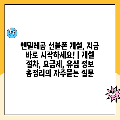 앤텔레콤 선불폰 개설, 지금 바로 시작하세요! | 개설 절차, 요금제, 유심 정보 총정리