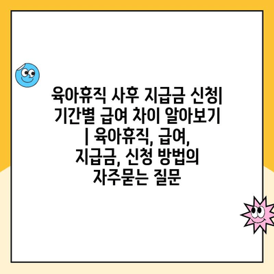 육아휴직 사후 지급금 신청| 기간별 급여 차이 알아보기 | 육아휴직, 급여, 지급금, 신청 방법