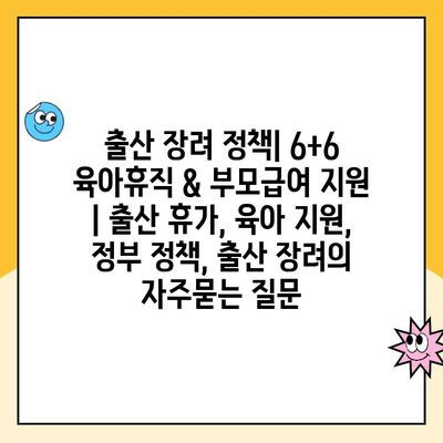 출산 장려 정책| 6+6 육아휴직 & 부모급여 지원 | 출산 휴가, 육아 지원, 정부 정책, 출산 장려