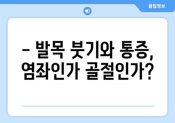 발목 붓기와 통증| 염좌, 관절염, 골절, 어떻게 구별할까요? | 발목 통증 원인, 증상, 치료, 응급처치