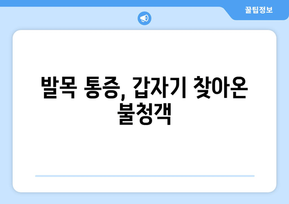 갑작스러운 발목 통증, 왜? 어떻게 관리해야 할까요? | 발목 부상, 통증 원인, 치료, 재활, 운동