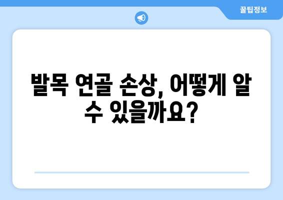 발목 연골 통증, 이제 걱정하지 마세요! | 발목 연골 손상, 통증 해결 가이드