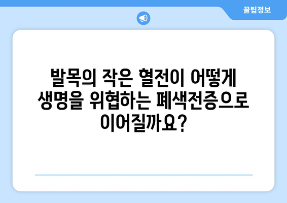 발목 심부 정맥 혈전증과 폐색전증| 위험한 연결고리 | 혈전증, 폐색전증, 증상, 예방, 치료