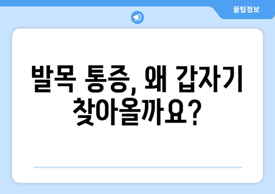 갑자기 찾아온 발목 통증, 원인과 관리법 알아보기 | 발목 통증, 갑작스러운 통증, 발목 부상, 치료, 관리