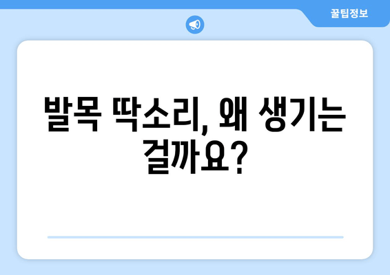 발목 딱소리, 방치하면 위험해요? | 발목 통증, 염좌, 인대 손상, 치료, 예방