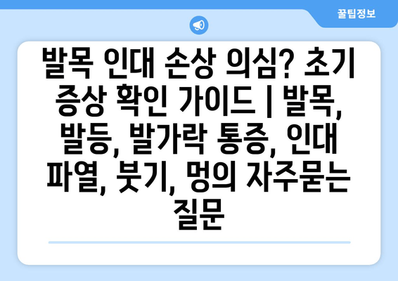 발목 인대 손상 의심? 초기 증상 확인 가이드 | 발목, 발등, 발가락 통증, 인대 파열, 붓기, 멍