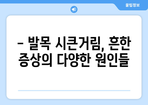 발목 시큰거림, 통증의 근원을 찾아 떠나는 여정 | 발목 통증 원인, 진단, 치료