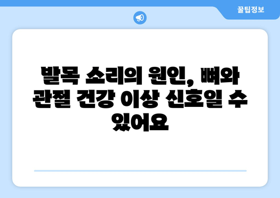 발목 소리, 방치하면 건강에 어떤 영향을 미칠까요? | 발목 통증, 뼈 건강, 관절 건강, 운동 부상