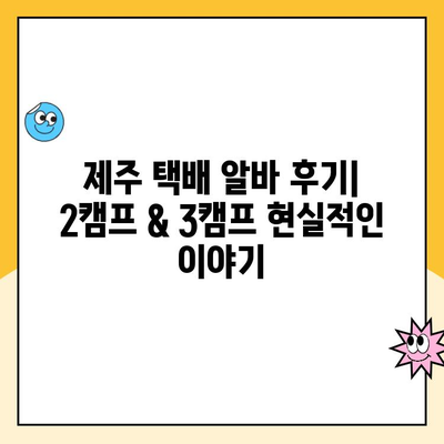 제주 2캠프 vs 3캠프 소화물 분류 알바 후기| 어디가 더 나을까? | 제주 알바, 택배, 비교 후기