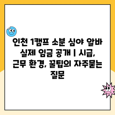 인천 1캠프 소분 심야 알바 실제 임금 공개 | 시급, 근무 환경, 꿀팁