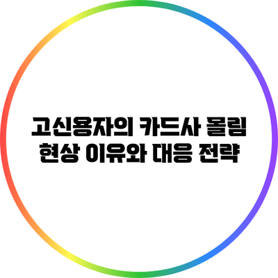 고신용자의 카드사 몰림 현상: 이유와 대응 전략